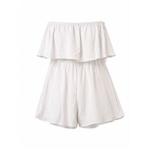 ASOS White Strapless Linen Blend Romper | Size 0 | Off Shoulder Summer Cover-Up